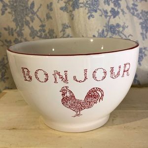 Home Essentials Bonjour Rooster Ceramic Red and Cream Bowl